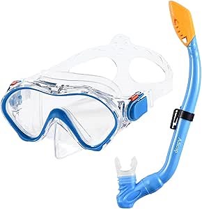 Kids Snorkel Set for Boys Girls Youth Junior Age from 5-13 Years Old Upgraded Dry Top Snorkel Mask Snorkeling Gear with Carrying Bag for Pool Swimming Diving Water Park Beach Vacation