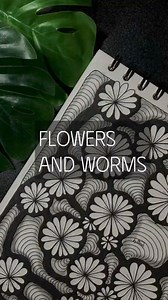 Flowers and worms with a random line 🖤🖤🖤 Thanks for watching 🖤 —————————— #zentangelart #zentangle #zentanglepatterns #arttherapy #doodledaily #relaxingvideo #tiktok #doodle #doodleart #zendoodle #zentangleideas #zentanglepatternideas #zentanglelovers #viral #zentangledaily #artworm | Doodle Art