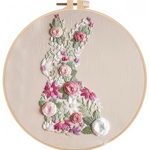 Easter Bunny Embroidery Kit, Floral Rabbit Wall Art DIY - Etsy