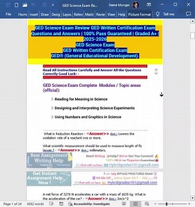 GED Science Exam Review GED Written Certification Exam Questions and Answers