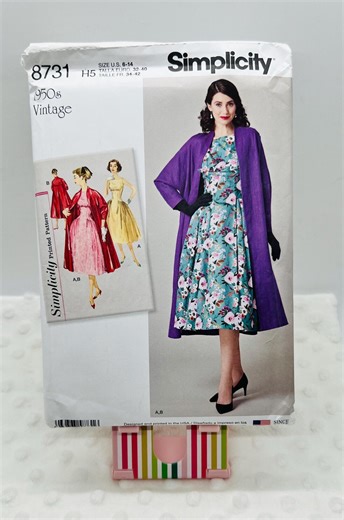Dress Pattern With Coat 1950s Simplicity 8731 Uncut Retro Fit and Flare Dress Pattern Misses Size 6 to 14 Reprinted Vintage Sewing Pattern - Etsy