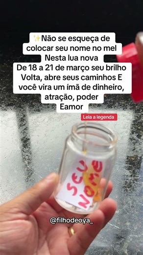 Coloque seu nome no mel na Lua Nova e atraia prosperidade ✨#shorts #luanova #prosperidade #ritual