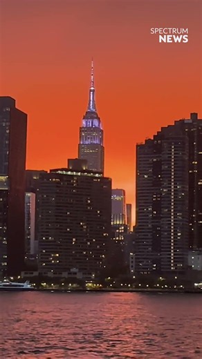 Our crews spotted this gorgeous view Friday night of the New York City skyline at sunset