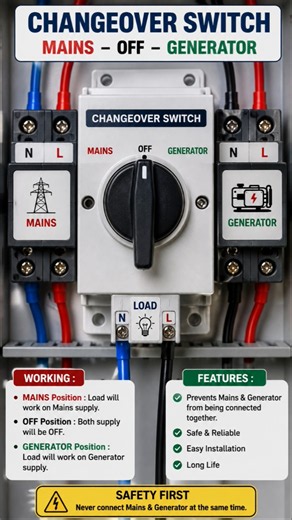 Changeover Switch Explained ⚡ | Mains to Generator Working #shorts #gbelectrician