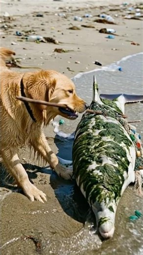 smart golden saves a stranded albino dolphin