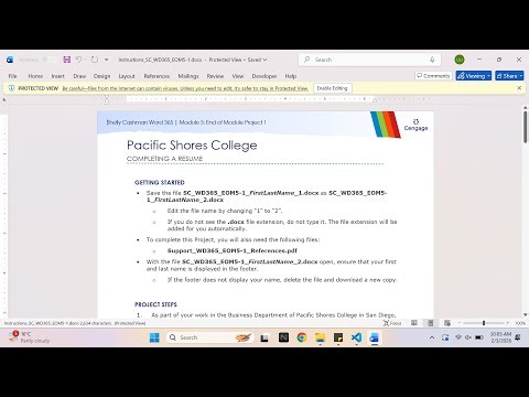 Shelly Cashman Word 365 | Module 5: End of Module Project 1 Pacific Shores College