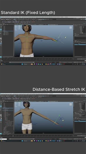 🔧 Distance-Driven Stretch IK Arm Setup in Maya #animation #3danimation #art