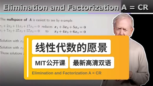 【MIT🔥最新高清双语】线性代数的愿景 Elimination and Factorization A = CR
