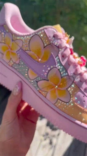 363K views · 7.3K reactions | "Pastel Plumeria" Bling-ed Out Air Force 1s ✨ Customized and tutorial by @pineapple_princess_creations Her client wanted yellow, Pastels, Flowers, and Bling, and said the rest was up to her, here's what she did! #angelusdirect #angeluspaint #customshoes #paintedshoes #diy #crafting #crafts #bedazzled #blingedout #rhinestones #rhinestoning #airforce1custom | Angelusdirect.com | Facebook