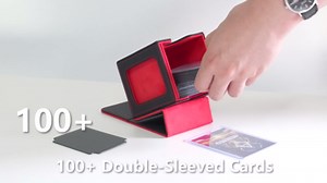 Card Deck Box for MTG Commander, Magnetic Card Display Case,TCG Card Storage Box, Holds 100 Double-Sleeved Cards, Black&Blue