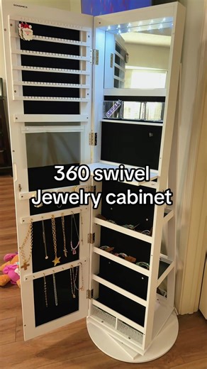 Space-Saving Jewelry Organizer with Rotating Mirror