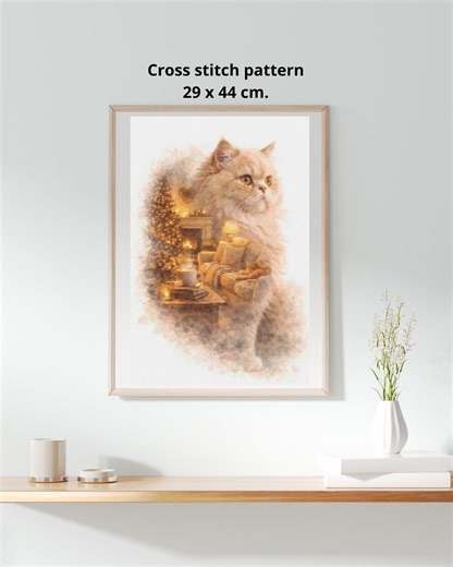 Cat Cross Stitch Pattern, Elegant Cat Design, Luxury Embroidery Art, Classy Home Decor PDF Pattern 29x44 Cm - Etsy