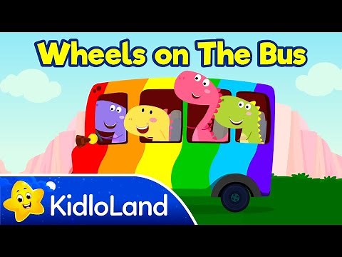 Wheels On The Bus | Dubby Dino | Rainbow Bus | Dinosaur Song for Kids | Nursery Rhymes | KidloLand