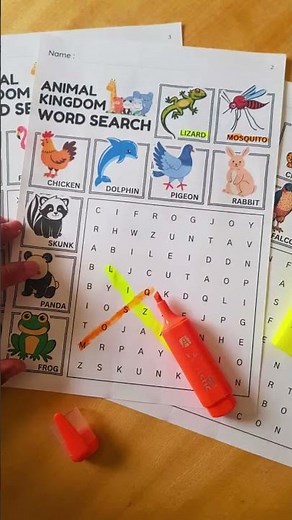 Animal Word Search for 1st Grade | Easy Level 3 Puzzle Worksheets (Ages 6–7) #puzzle #homeschool