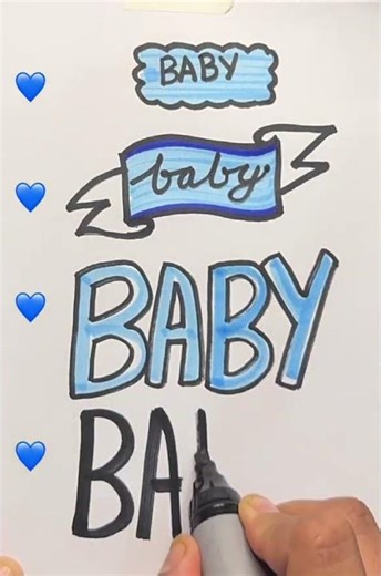 Blue Baby - 4 Styles #shortsfeed #calligraphy #handwriting #ytshorts #shorts #diy #fyp #short #viral