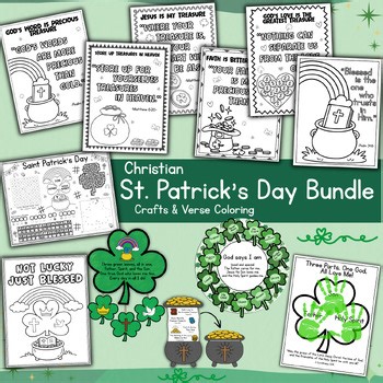 Christian St Patrick's Day Bible Verse Activities and Coloring Bundle