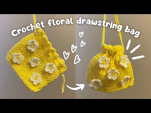 Crochet tutorial : How to do mini drawstring bag - beginner crochet tutorial