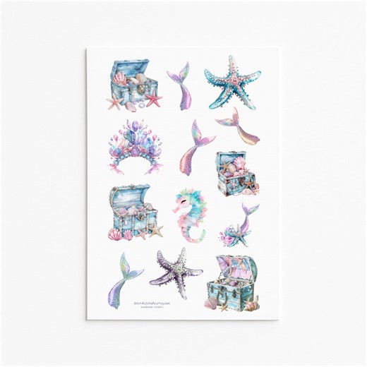 Mermaid Treasure Underwater Sticker Sheet for Journals and Crafts - Etsy