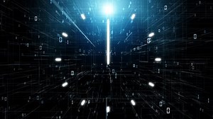 Endless loop digital tech network data time clock animation.