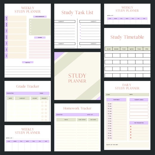 Digital Study Planner With Homework & Grade Tracker (digital Download) - Etsy
