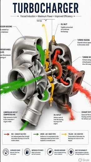 Turbocharger Explained | How a Turbo Works to Increase Engine Power 🚀#Turbocharger#Turbo#Engine