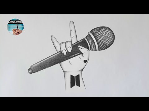 BTS Army Hand With Mic Drawing Easy | Step by Step Pencil Sketch | How to Draw BTS Logo Tattoo