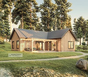 Ranch Style Cottage Plan: 3 Bed, 2 Bath, 1204 Sq Ft (PDF Downloadable Blueprint) - Etsy Australia