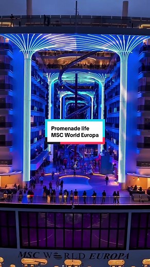 MSC World Europa promenade at golden hour