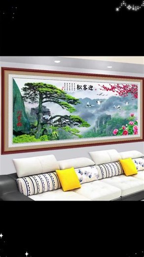 山水墙画 一秒焕新墙！ #家居装饰 #背景墙设计 #自粘墙 #3D立体画 #办公室装饰