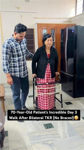 70-Year-Old Patient's Incredible Day 3 Walk After Bilateral TKR (No Braces!) #bilateralkneesurgery
