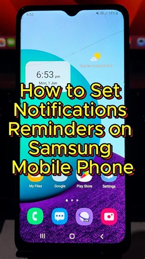 How to Set Notifications Reminders on Samsung Mobile Phone #shorts
