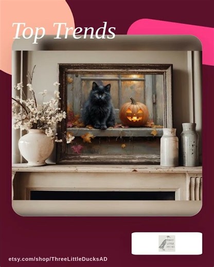 Black Cat And Pumpkin Doorstep Printable | Halloween Decor | Spooky Season | Halloween Printable ...