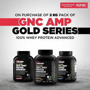 AMP-up your fitness game with GNC AMP Gold Series 100% Whey Protein Advanced, infused with 25g high-quality protein and 5g BCAA. Groove & Fuel up your muscles, strength & energy at the same time🎶🏋🏻‍♂️ Here is an exclusive offer for you to spice up your workout and push you through the toughest of sessions, in style! GET FREE BOAT HEADPHONES worth ₹2499/- in 3 simple steps! 🎁 Purchase 2kg GNC AMP Gold Series 100% Whey Protein Advanced from any authorised platforms: Website/ Amazon/ Flipkart/ 