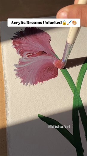 Misha on Instagram: "Easy Acrylic Painting Tutorial for Beginners. One-Stroke Satisfying Floral Magic! 🌷 Paint this easy relaxing flower in under 60 seconds — no sketch, no stress. Perfect for beginners who don't know how to paint and love relaxing art 💕 “Art for Home Décor” “DIY Crafts & Painting Ideas” “Relaxing Creative Tutorials” #newyear2026 #AcrylicPainting #onestrokepainting #flowerpainting #acrylicpainting satisfyingart artthérapy artist painting satisfyingasmr acrylicart acrylic acryl