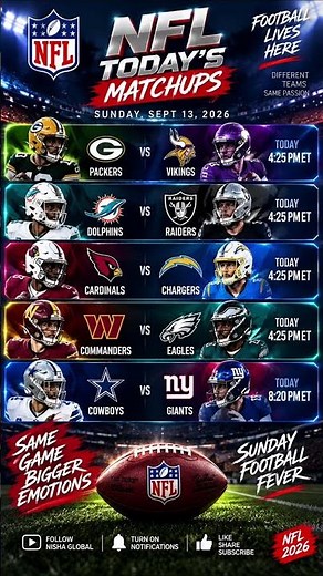 🏈 NFL Games Today 2026 🔥 Packers vs Vikings | Cowboys vs Giants | Eagles vs Commanders