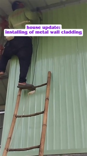 House update: installing of Metal Cladding wall... 80% done. #viralpost2025シ #fypreelsシ゚viralシ #fypviralシ #fyp #makeitviral #HomeImprovement #newhome #metalcladding #house #design #ideas | カストロ メートル ライアン