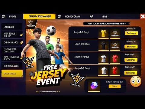 সবাই ফ্রিতে পাবে নতুন মারাত্মক জার্সি 🤯Free Jersey Event Free Fire | Free Fire New Event