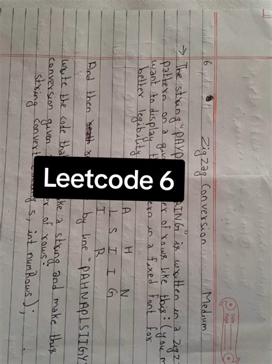 Leetcode 6 Q. Zigzag Conversion Difficulty: Medium #leetcode #python #pythonprogramming #programming #fyp
