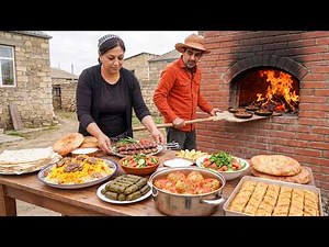 Azerbaijani Village Woman Prepared 10 Dishes Using Tandoor, Saj and Brick Oven