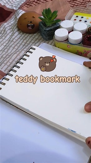 teddy bookmark tutorial 🧸 #art #teddy #books #painting #viral #diy