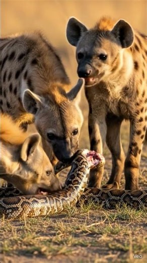 Hyenas eating python #hyena#python#shorts#viralshorts