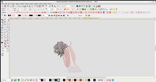 Boho Bride With Bouquet Line Art Embroidery Design – Long Wavy Hair Wedding Digital File - Etsy