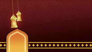 Download A deep red Islamic-themed background featuring intricate gold designs and lanterns, symbolizing warmth, faith, and festive spiritual celebrations. for free