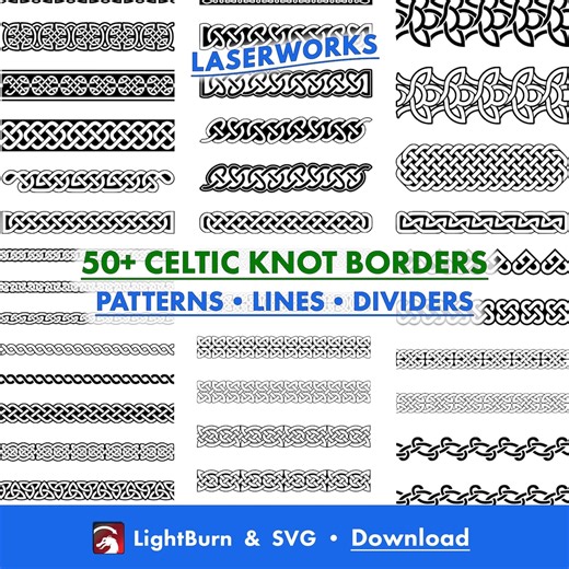 Celtic Knot Border Designs: Lightburn Art Library & SVG Files (digital Download) - Etsy