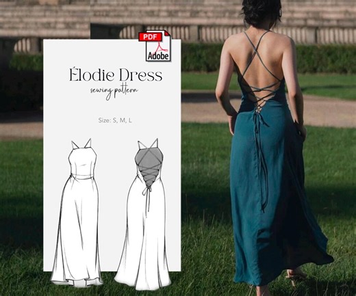 Élodie Dress Sewing Pattern: Strappy Back Maxi Dress (PDF Pattern) A4 Digital Download - Etsy UK