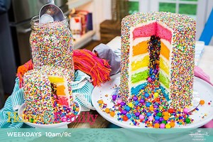 The #RainbowExplosionCake has taken Instagram by storm and we are honored to have the artist behind this masterpiece in our Kitchen! Amirah Kassem, Founder of Flour Shop visited our Home to show us how to make this decadent dessert with a sweet surprise inside! Tune in weekdays at 10am/9c on Hallmark Channel USA. For details on this recipe, visit our website: https://www.hallmarkchannel.com/home-and-family/recipes/rainbow-explosion-cake | Home & Family