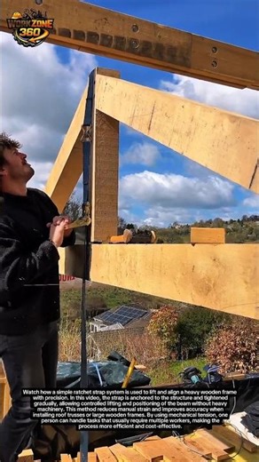 INSANE Wood Frame Lift Hack Using Ratchet Strap – Faster DIY Roof Installation!