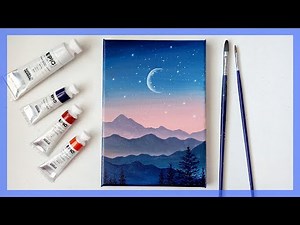Acrylic painting for beginners! / How to draw the night sky in 5 colors