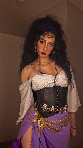 Alaska 🌺🐉 on Instagram: "Closet cosplay: Esmeralda! Oh, how much fun it was to do! She is so full of energy, and she’s not a woman, she’s THE woman. I love her so much, one of the best female Disney characters for sure 💜🎵 #esmeralda #esmeraldacosplay #disney #hunchbackofnotredame #disneyprincess"