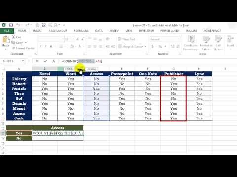 Excel Lesson 28 - CountIf, Address and Match